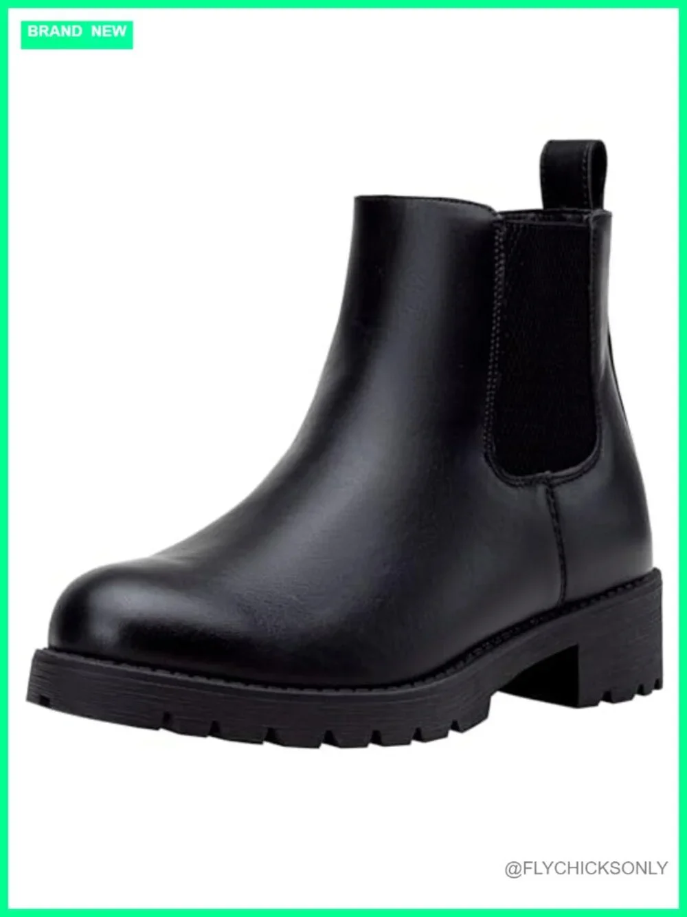 Chelsea Ankle Boots Pull-On Low Heel Booties with Elastic Side Panels and Round